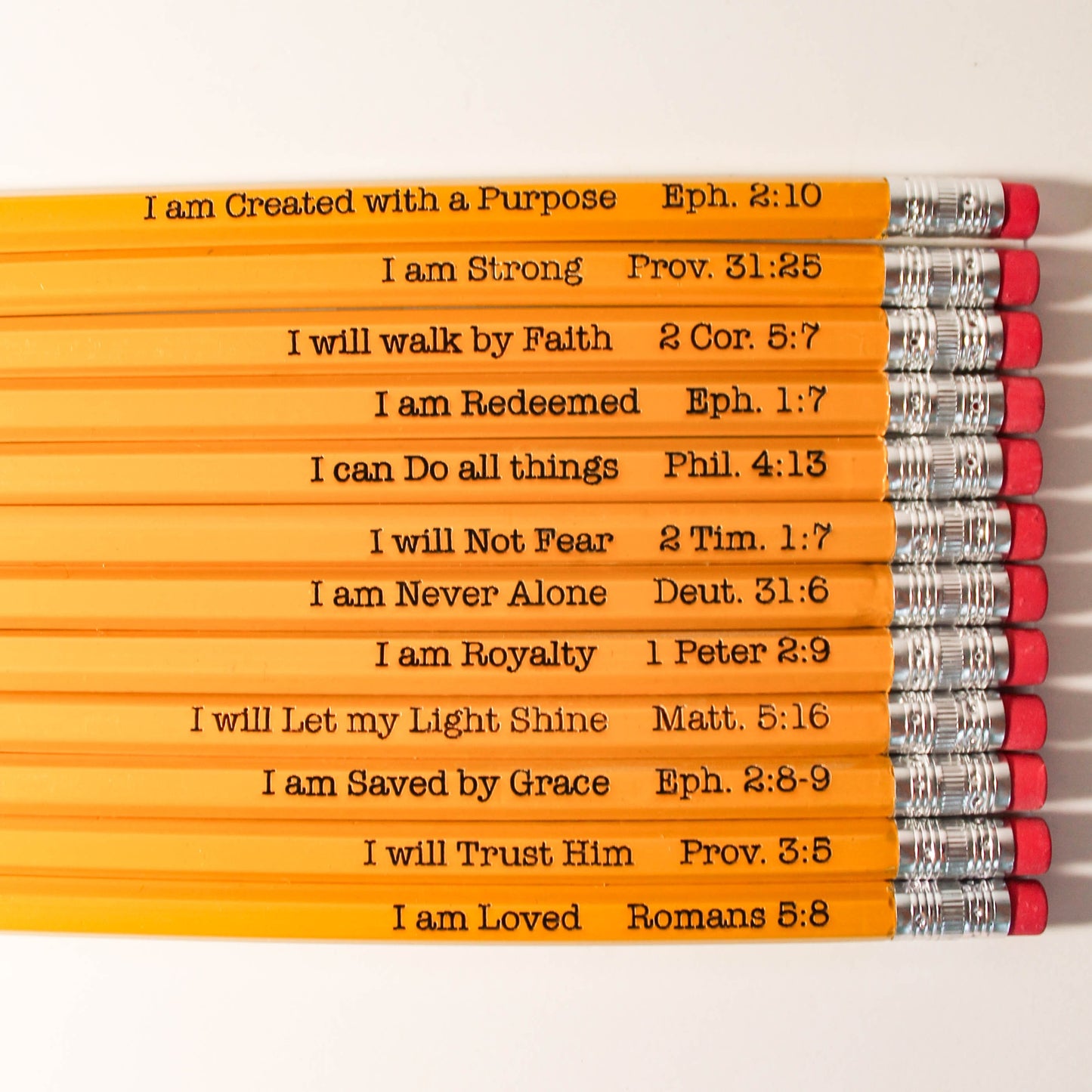 Bulk Verse Pencils | Christian Pencils | Faith Pencils | School Supplies | Pencils with Verses | Custom Pencils | Faith Gifts