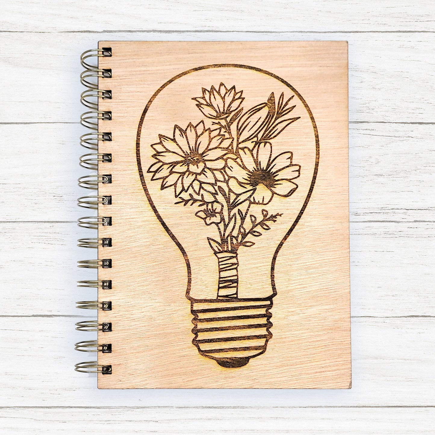 Floral Laser Engraved Wood Journal