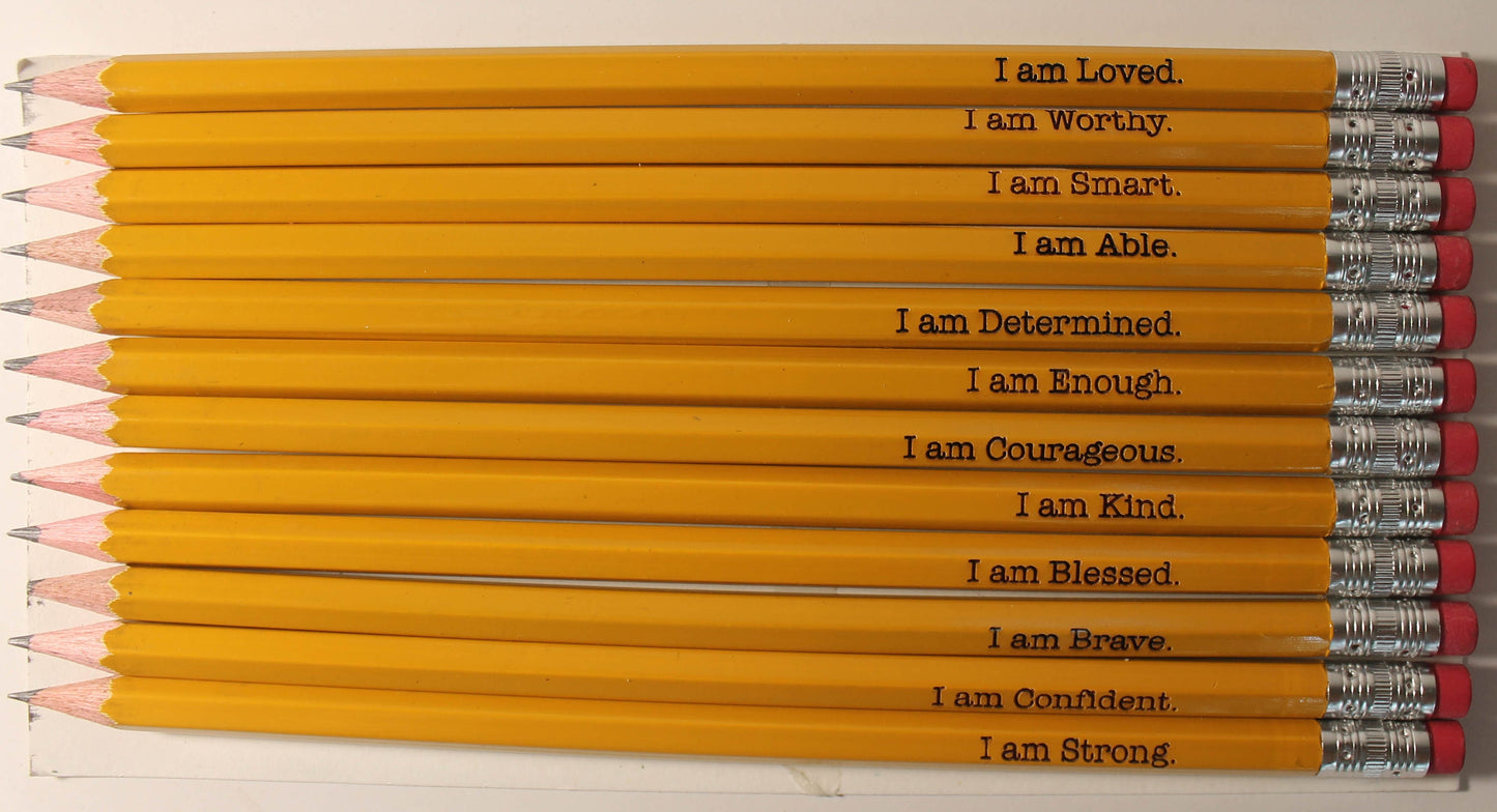 Affirmation Pencils | Positive Pencils | Back To School | School Supplies | Pencils with name | Custom Pencils | Engraved Pencil | I am