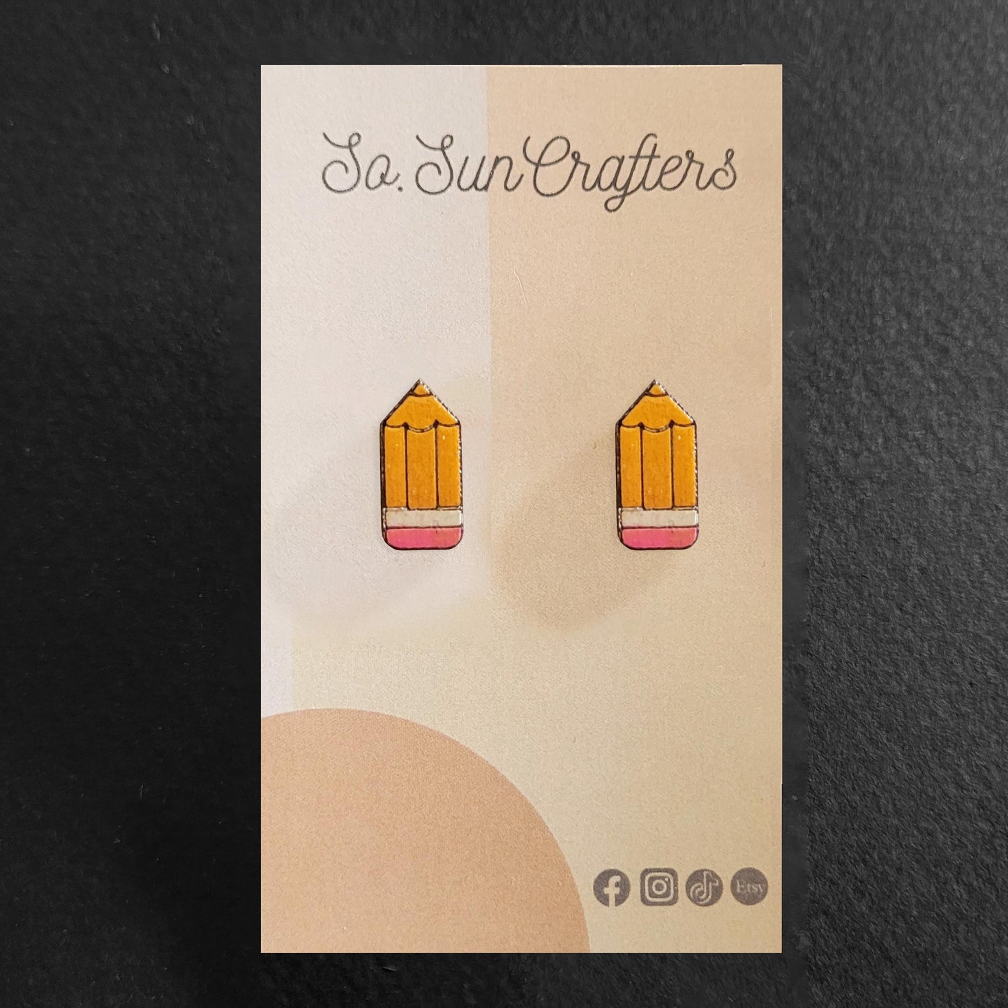 Pencil Earrings | Teacher Earrings | Teacher Gift | Stud Earrings | Wooden Stud Earrings | Post Earrings | Handmade Earrings | Wood Earrings