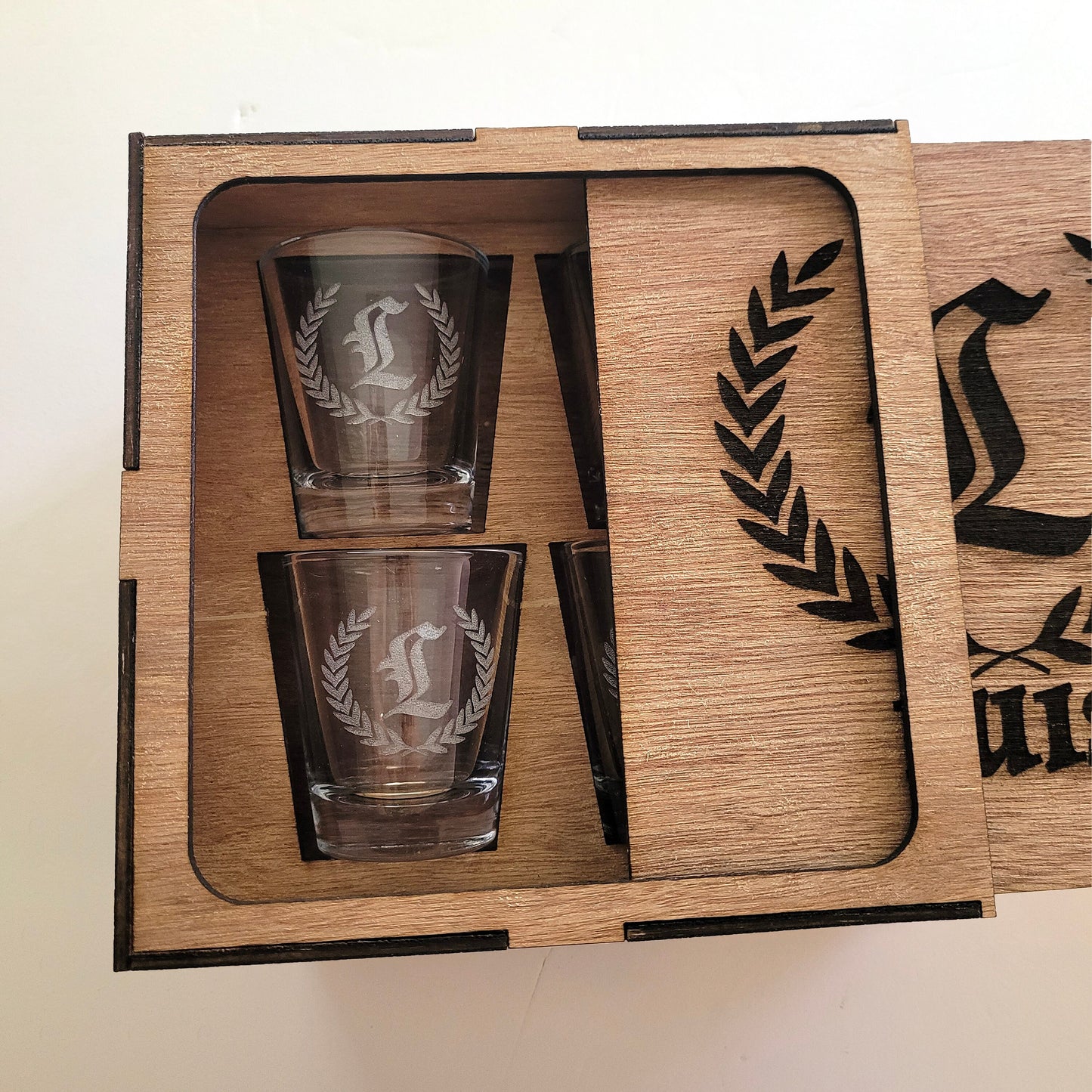 Shot Glass Set | Shot Glasses Personalized | Wood Gift Box | Monogram |