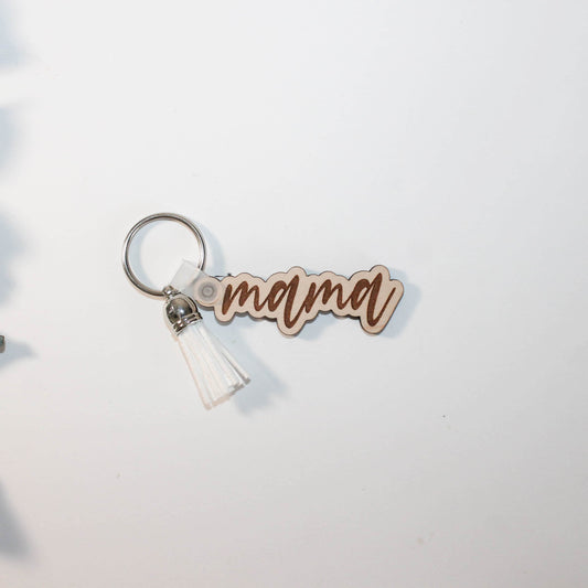 Mama Keychain, Mama gift, Wood Keychain, Purse Keychain, Mama Tassel Keychain, Gifts for moms, Mom Gift, girly mama, mama cute keychain