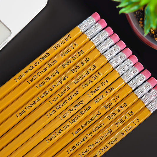 Bulk Verse Pencils | Christian Pencils | Faith Pencils | School Supplies | Pencils with Verses | Custom Pencils | Faith Gifts
