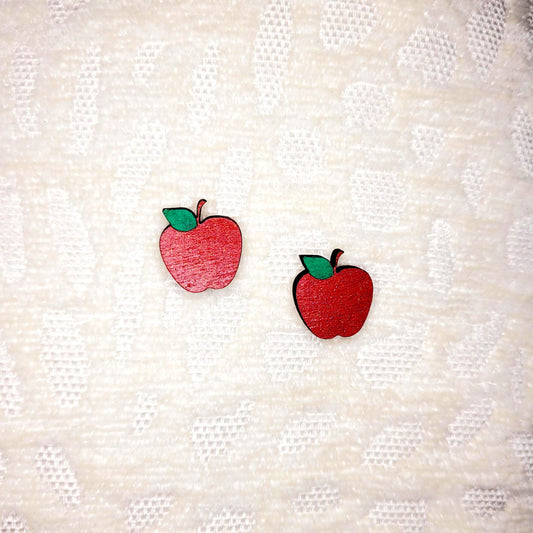 Apple Earrings | Teacher Earrings | Teacher Gift | Stud Earrings | Wooden Stud Earrings | Post Earrings | Handmade Earrings | Wood Earrings