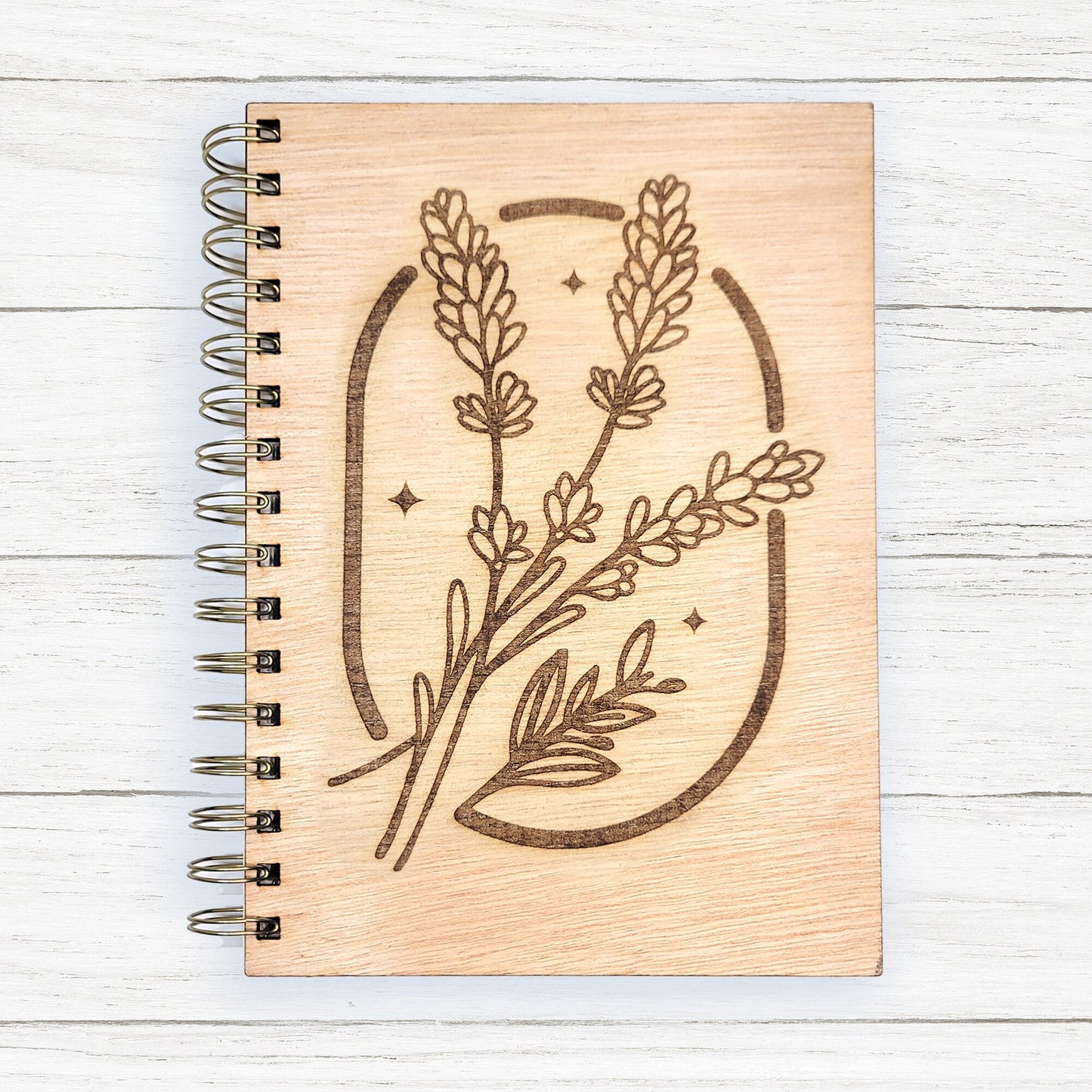 Floral Laser Engraved Wood Journal