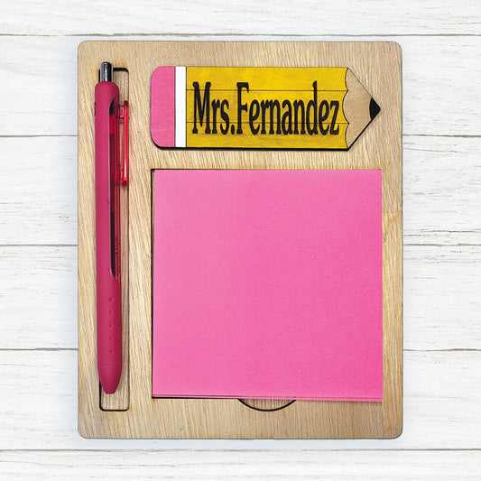 Teacher Sticky Note and Pen Holder 4X4, Sticky Note Holder, teacher gifts, educator gift, desk gifts, cute gift, stationery gift
