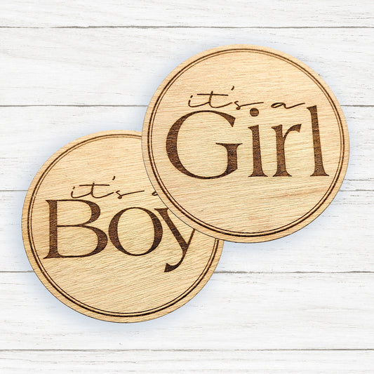 Gender Reveal Token, 2-Sided Gender Reveal Sign, Wooden Sign, Birth Announcement, Gender Announcement, Gender Reveal, It's a boy It's a girl