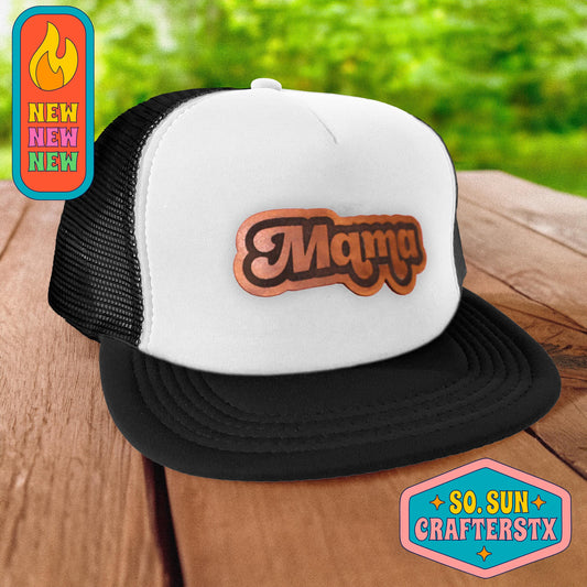 Mama Trucker Hat | Mama Hat | Mama Leather Patch Hat |  Mama Trucker Cap | Mama Cap | Mama Leather Patch Cap | Womens Trucker Hat