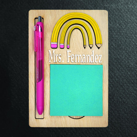 Teacher Sticky Note and Pen Holder 3X3, Sticky Note Holder, teacher gifts, educator gift, desk gifts, cute gift, stationery gift