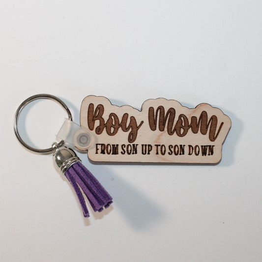 Boy Mom Keychain, Boy Mom gift, Wood Keychain, Purse Keychain, Boy Mom Tassel Keychain, Gifts for boy moms, Mom Gift, Boy Mama cute gift