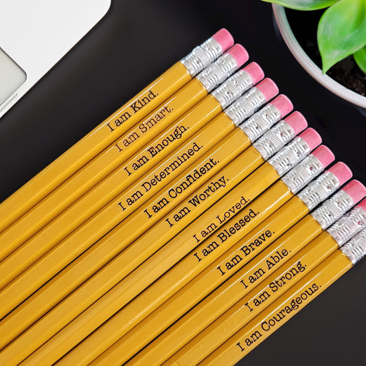 Affirmation Pencils | Positive Pencils | Back To School | School Supplies | Pencils with name | Custom Pencils | Engraved Pencil | I am