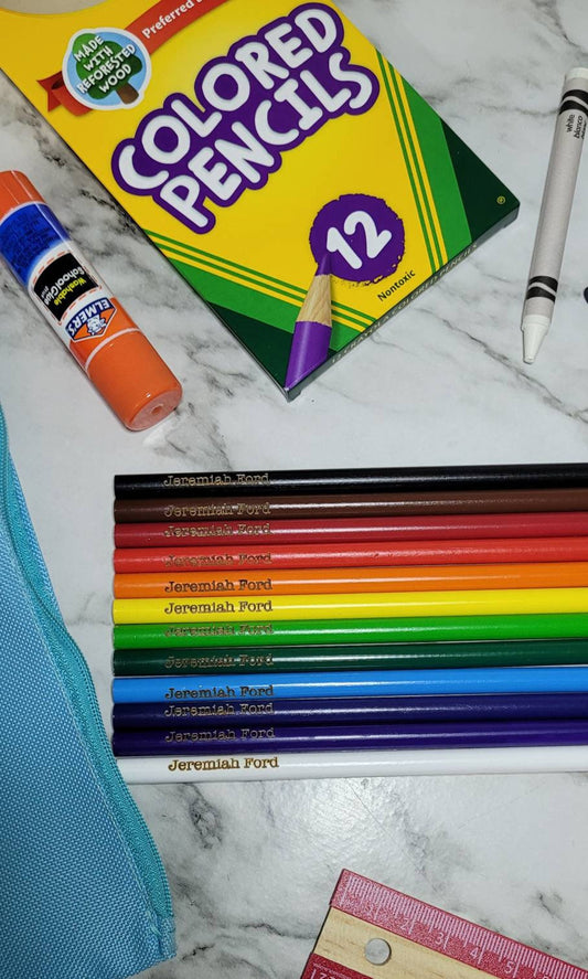 Custom Colored Pencil | Crayola Colored Pencils | Back To School | School Supplies | Pencils with name | Custom Pencils | Engraved Pencils