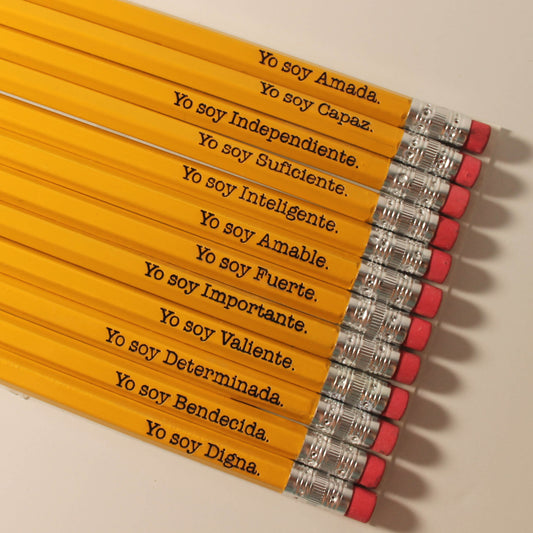 Yo Soy Pencils l Affirmation Pencils | Positive Pencils | Lapices con Affirmaciones | Spanish Affirmations | Custom Pencils |Engraved Pencil